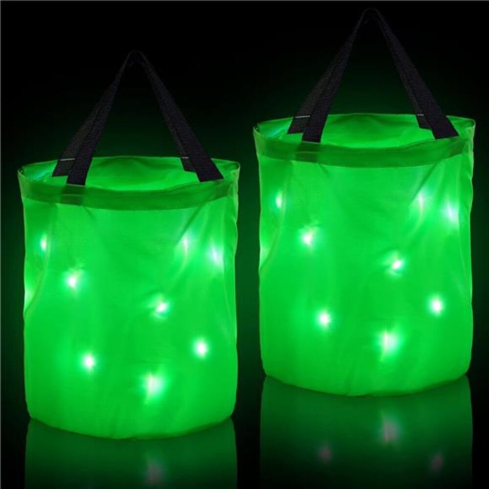 2 Pieces LED Light Halloween Candy Bags Light Up Party Bags Multipurpose Glow